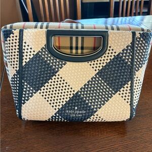 Kate Spade Navy and Cream Plaid Tote used twice